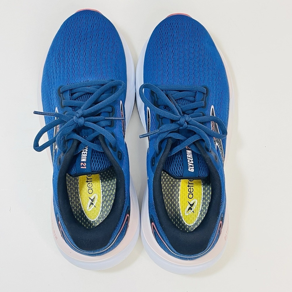 Brooks Glycerin GTS 21 Womens Size 8 Blue Pink Walking Running Shoes Sneakers - Picture 7 of 12